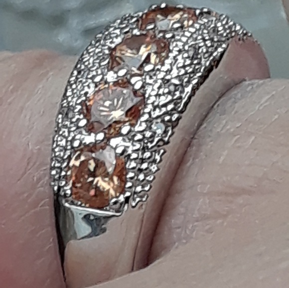 NWT! Golden Morganite + White Topaz .925 Ring +🎁 - Picture 7 of 8